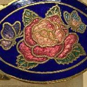 Cloisonne Yellow Gold Plated Hinged Bangle NWT